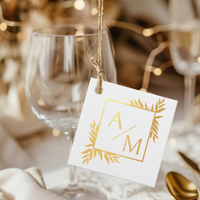 Étiquette-cadeau Élégant, botanique, monogramme (Créateur téléchargé)