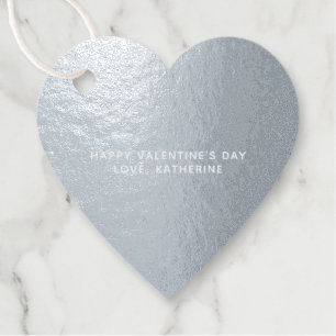 Étiquette-cadeau Elégant coeur d'argent mignon coutume Saint Valent