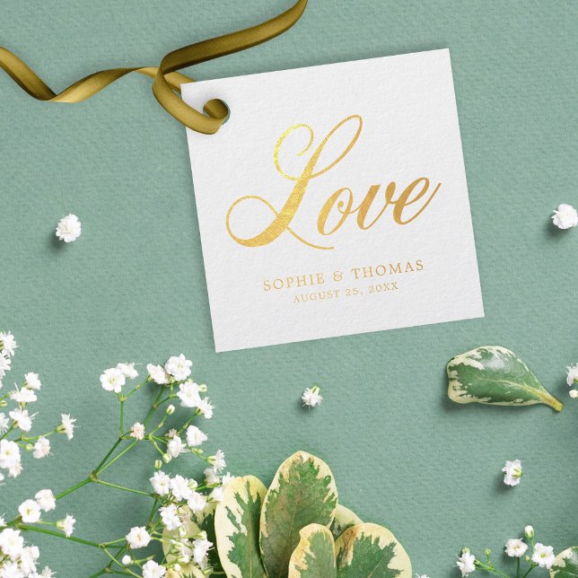 Étiquette-cadeau Élégant Cursive Love Mariage Foil (Créateur téléchargé)