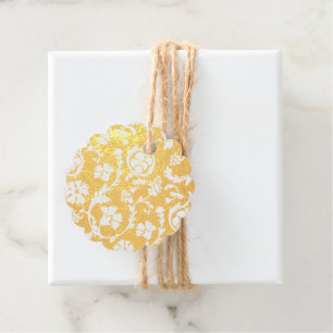 Étiquette-cadeau Élégant Gold Foil Damask Minimaliste Foil Favorise