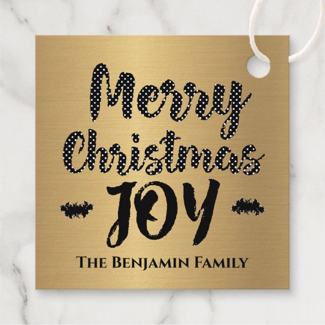 Étiquette-cadeau Élégant Joyeux Noël Or Moderne Personnaliser (Dos)