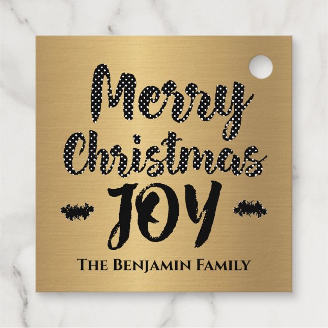 Étiquette-cadeau Élégant Joyeux Noël Or Moderne Personnaliser (Dos)