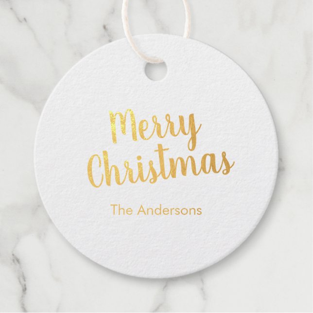 Étiquette-cadeau Élégant Joyeux Script de Noël (Devant)