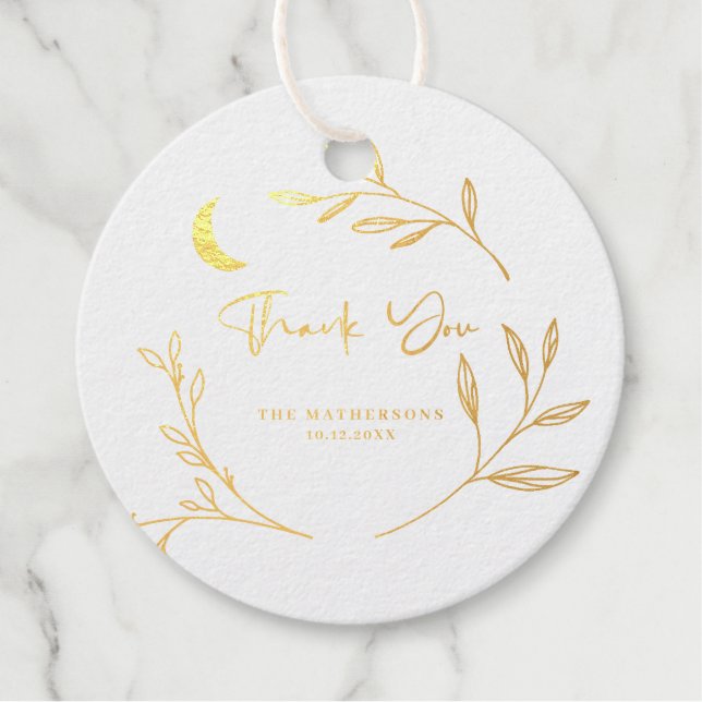 Étiquette-cadeau Élégant Mariage de script Merci (Devant)