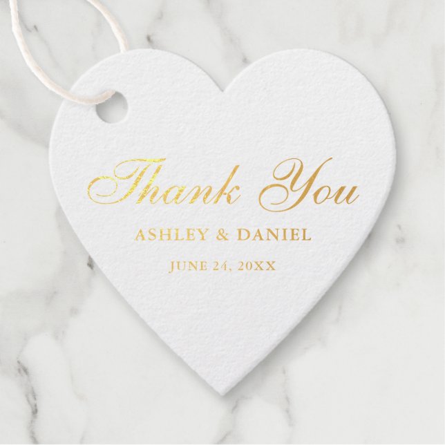 Étiquette-cadeau Élégant Mariage Merci Gold Foil (Devant)