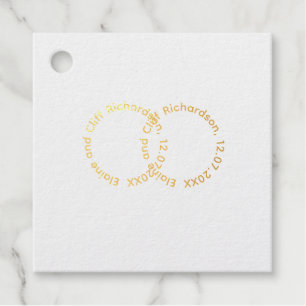 Étiquette-cadeau Élégant mariage, Noms écrits en or, 
