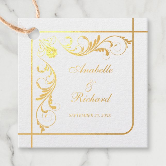 Étiquette-cadeau Élégant Mariage victorien (Devant)