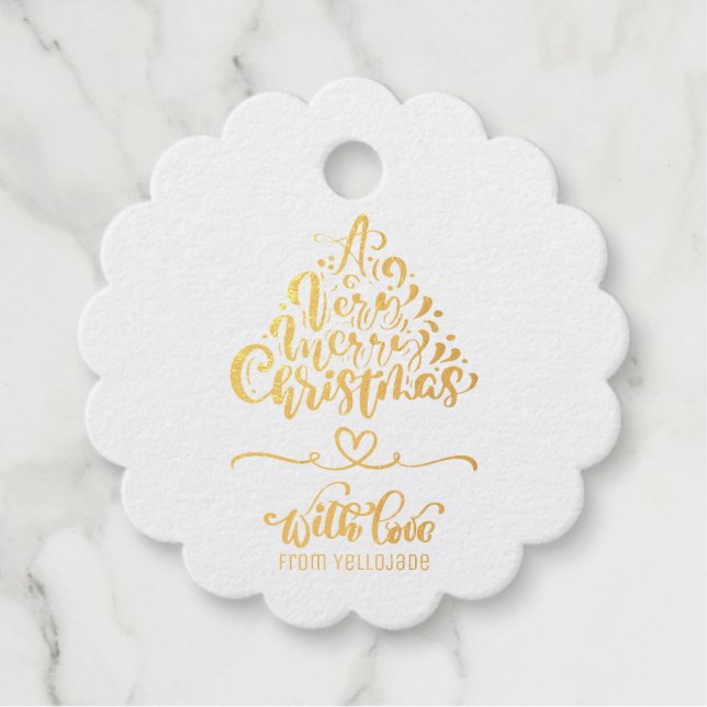 Étiquette-cadeau Élégant personnalisable Joyeuses Fêtes de Noël F (Devant)