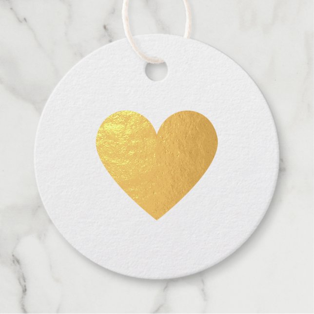 Étiquette-cadeau Élégant Simple Gold Heart Love Minimal Classy (Devant)