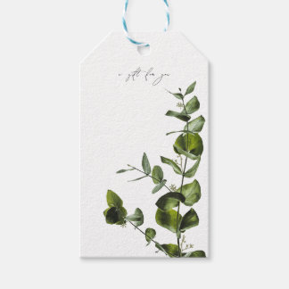 Étiquette cadeau élégante à motif eucalyptus botan