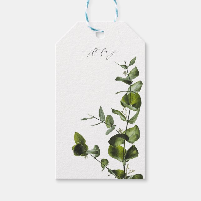 Étiquette cadeau élégante à motif eucalyptus botan (Devant)