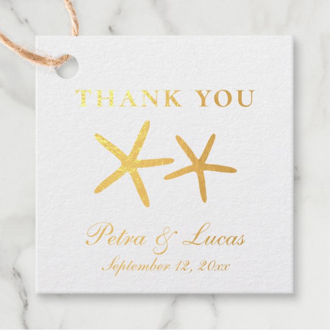 Étiquette-cadeau Élégante mariée de plage Starfish (Devant)