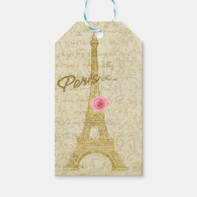 Étiquette cadeau élégante Tour Eiffel de Paris or  (Devant)