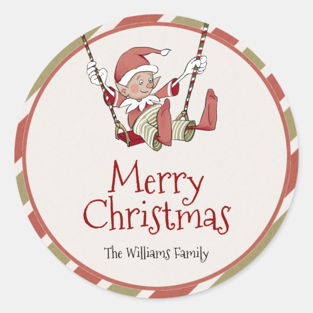Étiquette cadeau Elf Christmas (Devant)