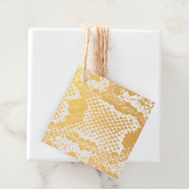 Étiquette-cadeau Empreinte de peau de serpent exotique motif blanc  (Avec boite)