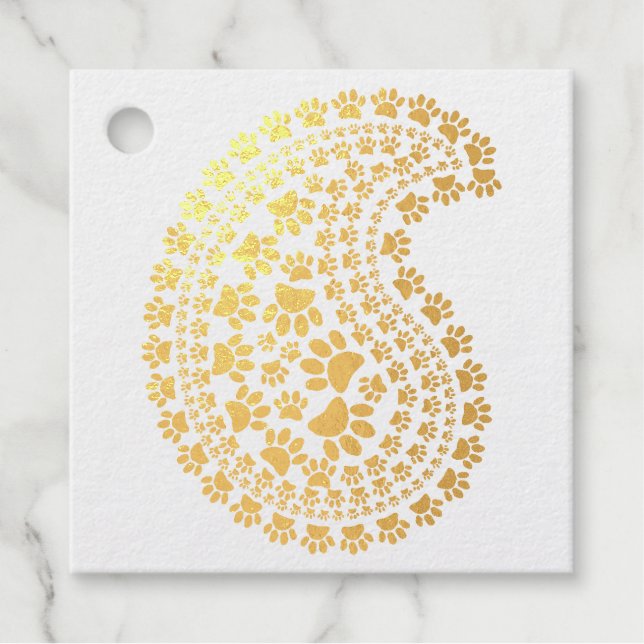 Étiquette-cadeau Empreintes de pattes De Chien Et Coeurs Motif De P (Devant)
