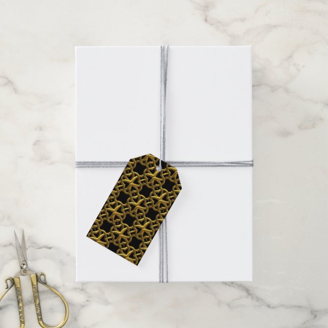 étiquette cadeau en filigre dorée (Avec de la ficelle)