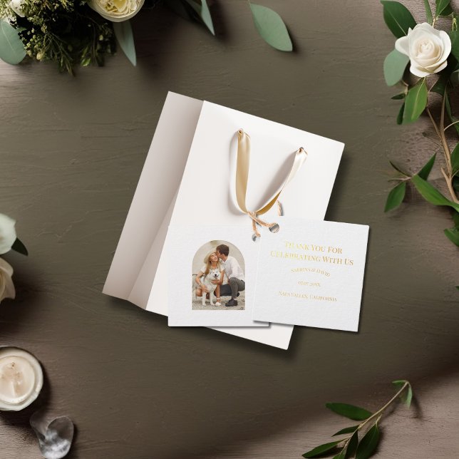 Étiquette-cadeau Enregistrer la photo de date (Créateur téléchargé)