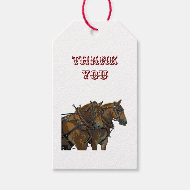 Étiquette Cadeau Équipe de Trait Cheval Belge (Devant)
