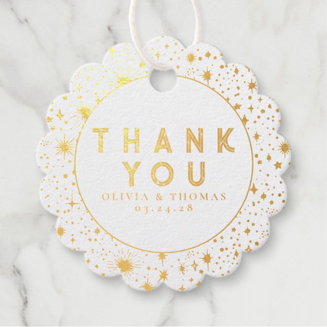 Étiquette-cadeau Étoiles de nuit Merci mystique céleste (Devant)