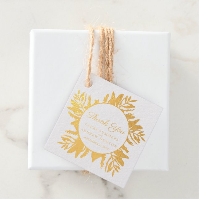 Étiquette-cadeau Eucalyptus aquarelle art vert feuilles merci (Avec boite)