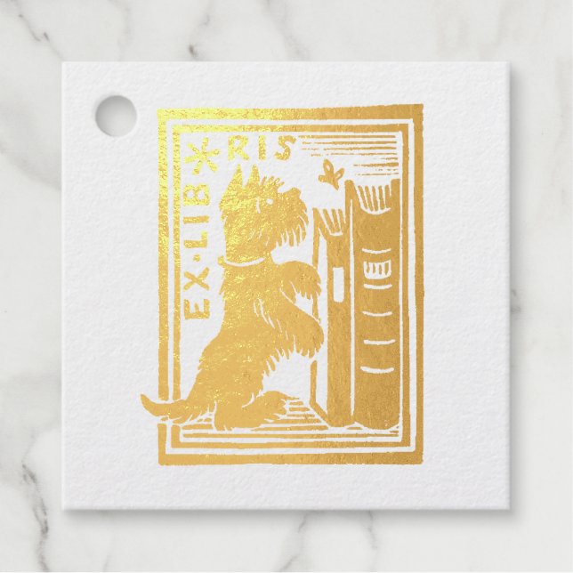 Étiquette-cadeau Ex Libris Dog Library Book C ; lub Friendship (Devant)