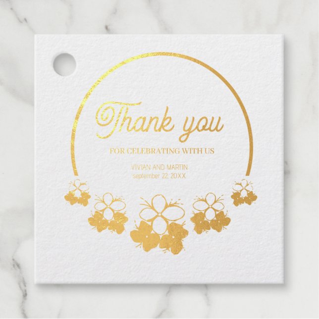 Étiquette-cadeau Exemple de Merci à demi-fleur circulaire classique (Devant)
