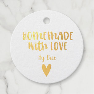 Étiquette-cadeau Fabriqué avec Love Gold Foil Favoriser Tags