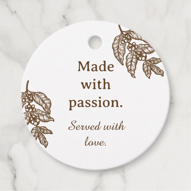 Étiquette Cadeau Fabriqué avec Passion Servi avec  (Devant)