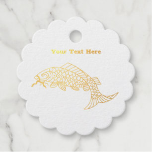 Étiquette-cadeau Fancy Imaginaire Poisson Ornate Scales Gold Foil