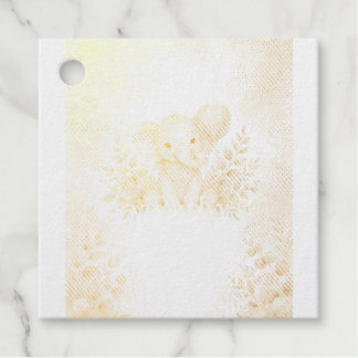 Étiquette-cadeau Fête de bébé éléphant en vert sauge Bohème Baby Sh