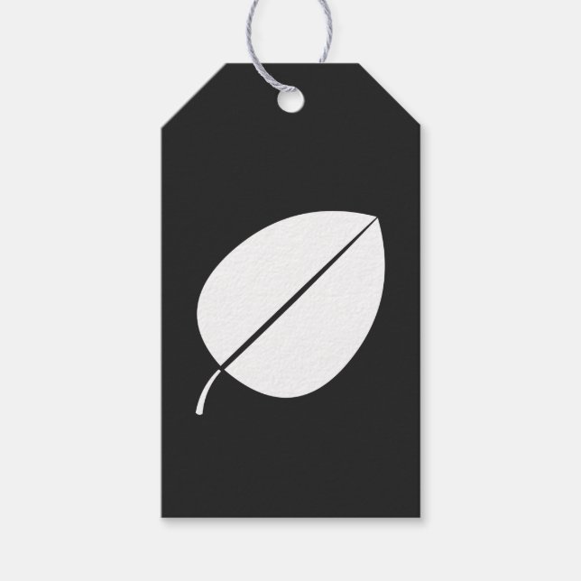 Étiquette cadeau Feuilles d'automne sur fond noir (Devant)