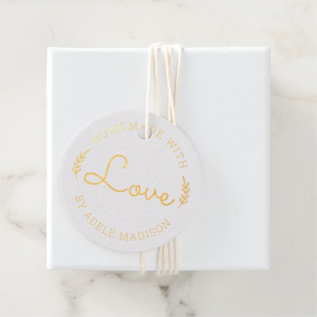 Étiquette-cadeau Feuilles de laurier artisanales avec amour (Avec boite)