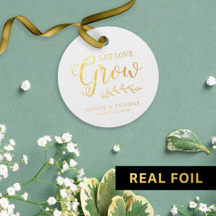 Étiquette-cadeau Feuilles de mariage laisser l'amour grandir rond e
