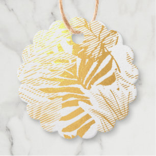 Étiquette-cadeau Feuilles de palmiers, tropical, botanique, jungle,