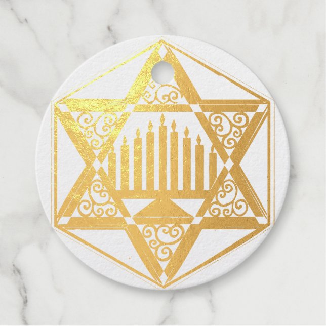 Étiquette-cadeau Filigree Menorah Hannukah (Devant)