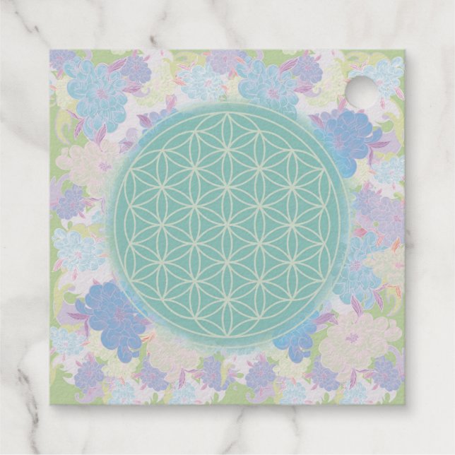 Étiquette-cadeau fleur de vie verte, (Dos)