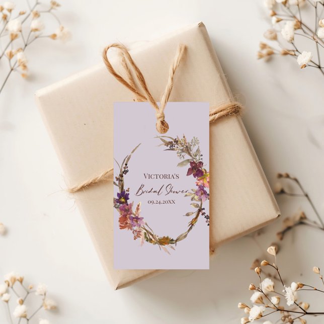 Étiquette Cadeau Fleur Sauvage Aquarelle Lavande (Créateur téléchargé)