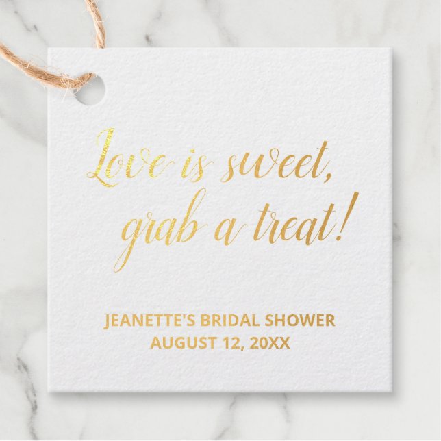 Étiquette-cadeau Fleurs de Bourgogne Love Is Sweet Baby Shower de M (Devant)