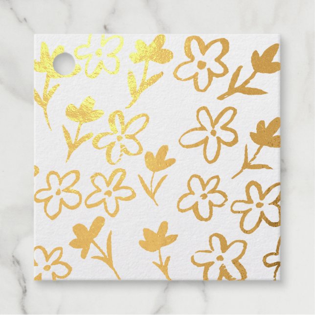 Étiquette-cadeau Fleurs d'or (Devant)
