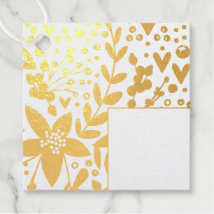 Étiquette-cadeau Fleurs Festives Véritables De Huile D'Or