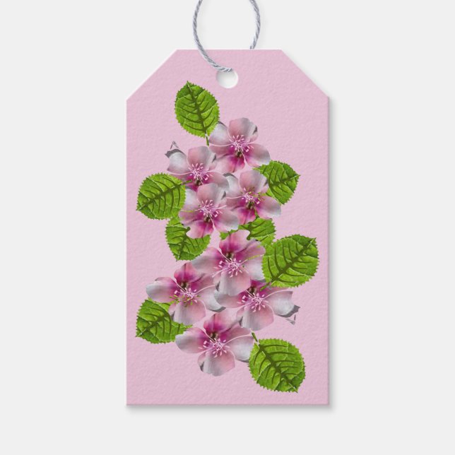 Étiquette cadeau Fleurs Roses et Blanches (Devant)