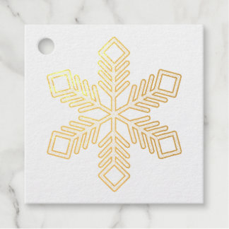 Étiquette-cadeau Flocon de Neige Pailleté - Branches Bleu Bébé