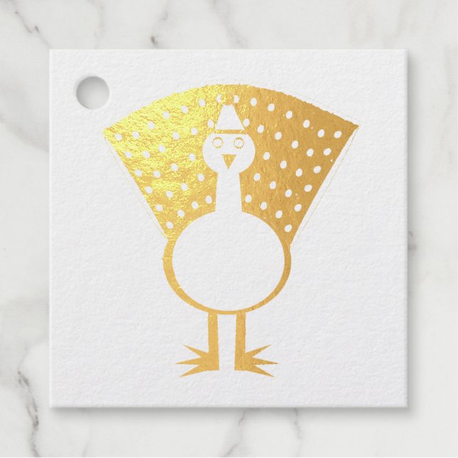 Étiquette-cadeau Funky Peacock Custom Foil (Devant)