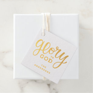 Étiquette-cadeau Gloire de Noël à Dieu Or Chrétien Religieux