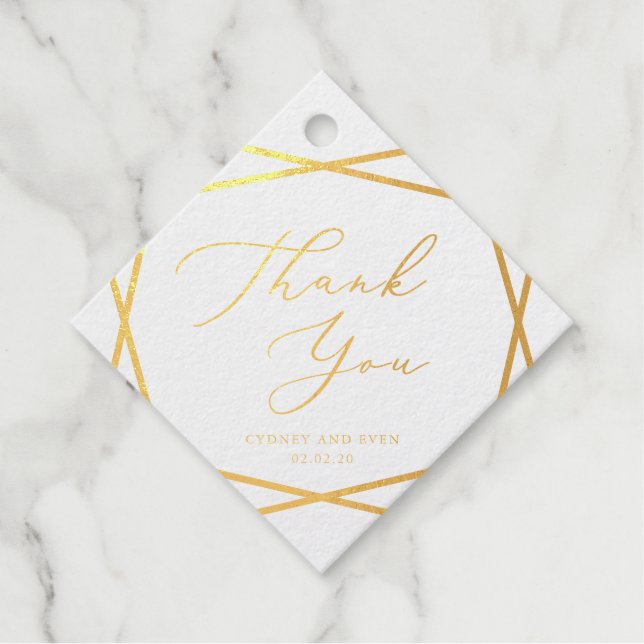 Étiquette-cadeau Gold Foil Géométrique merci (Devant)