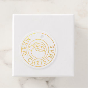 Étiquette-cadeau Gold Foil Joyeux Noël avec le Père Noël
