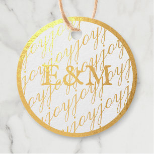 Étiquette-cadeau Gold Rush par LeahG Real Foil Festive Joy Monogram