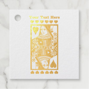 Étiquette-cadeau Golden Fancy Heart Queen Jouer Cartes Coeurs