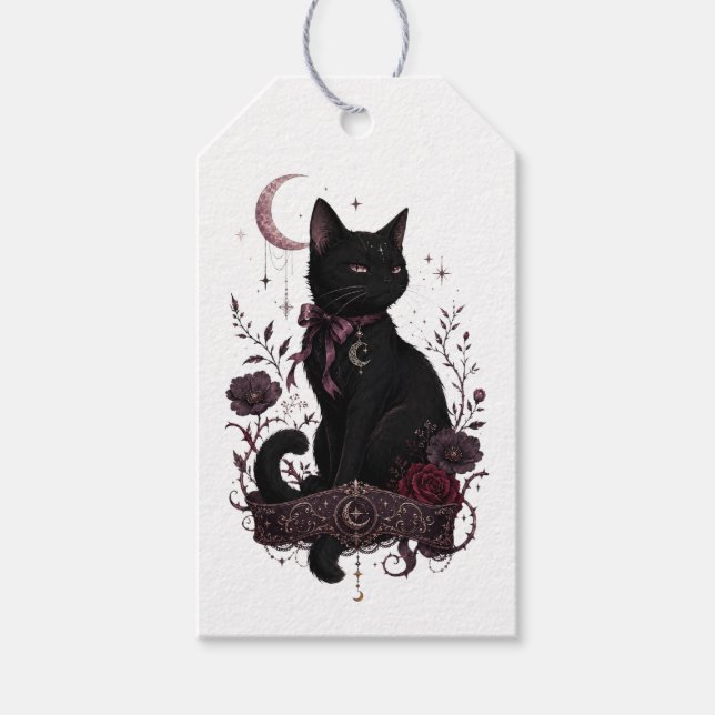 Étiquette cadeau gothique Black Cat (Devant)
